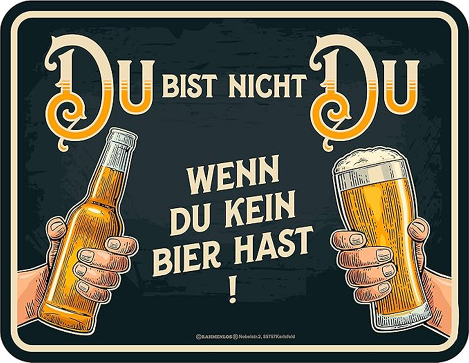 Blechschild Du bist Nicht Du - Wenn du kein Bier hast! - 17 x 22 cm