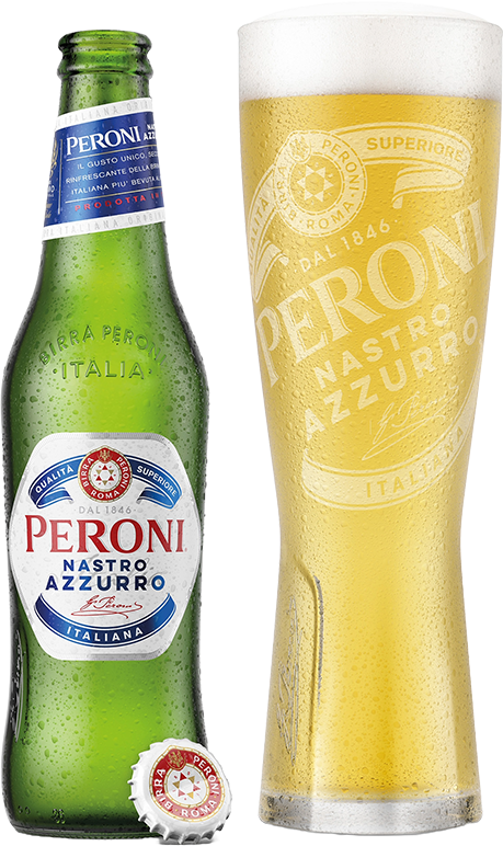 Peroni Nastro Azzurro mit Glas