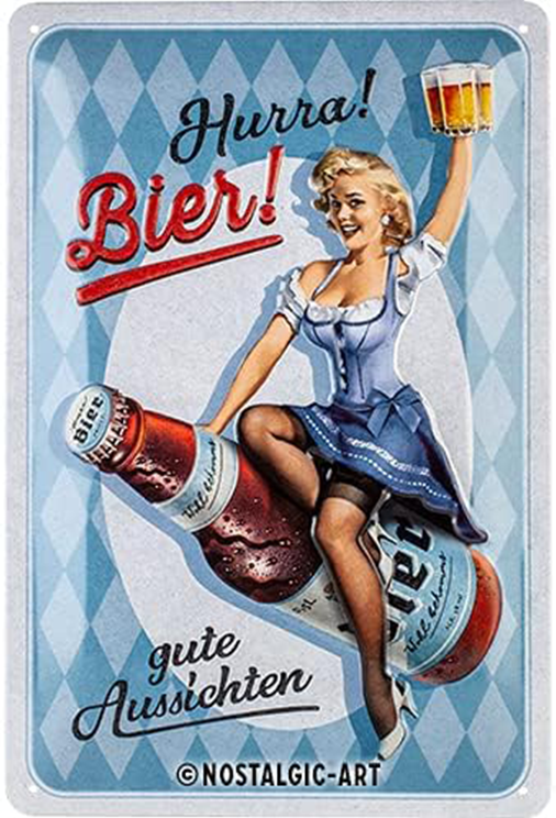 Blechschild Hurra Bier! gute Nachrichten - 20 x 30 cm