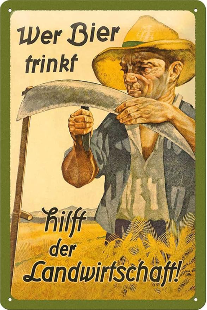 Blechschild Wer Bier trinkt hilft der Landwirtschaft - 20 x 30 cm
