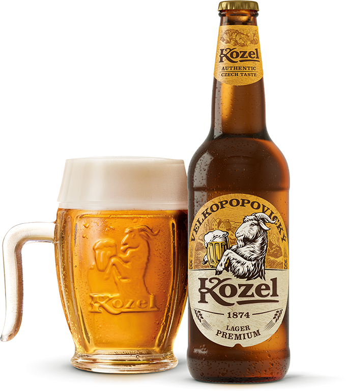 Kozel Premium Lager mit Henkelglas