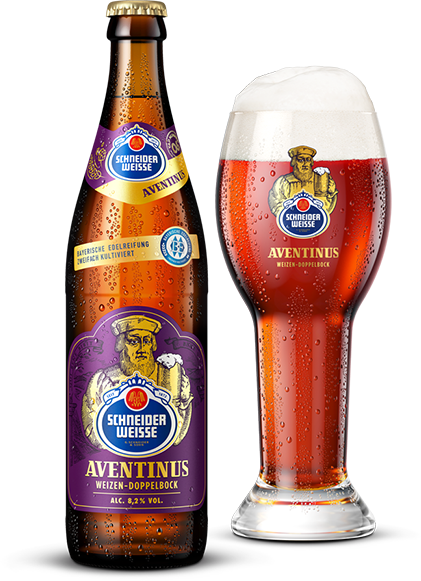 Schneider Weisse Aventinus Glas mit Bierflasche